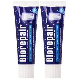 Biorepair: "Dentifricio per la Notte" (Intensive Night Repair) Toothpaste with microRepair * 2.5 Fluid Ounce (75ml) Tube (Pack of 2) * [ Italian Import ]