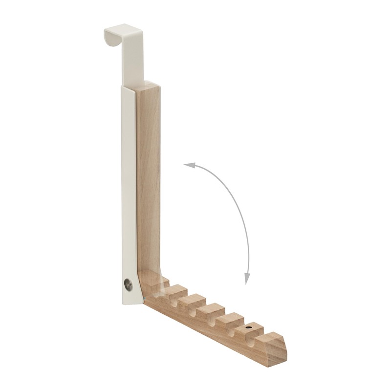 Relaxdays Folding Hook for 6 Hangers, Metal and Wood, Hooks