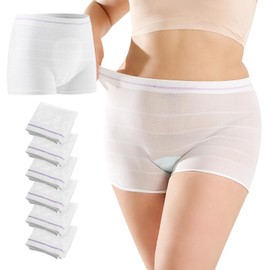 HANSILK Postpartum Panties, Washable or Disposable Panties for Pregnant Women / C Section Recovery / Incontinence / Travel, White-6pack