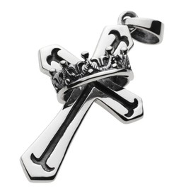 Figmart fp0117 Crown Cross Pendant (Silver Accessory), Sterling Silver, No Gemstone