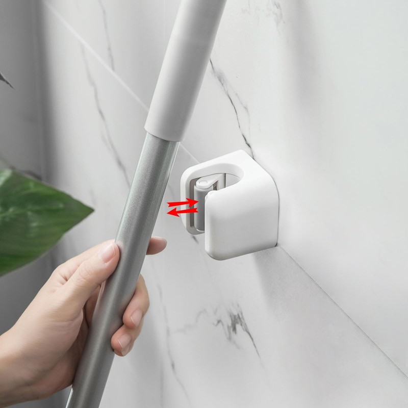 HREDZEO Broom Holder Wall Mount, 4 Pieces Wall Holder, Plastic