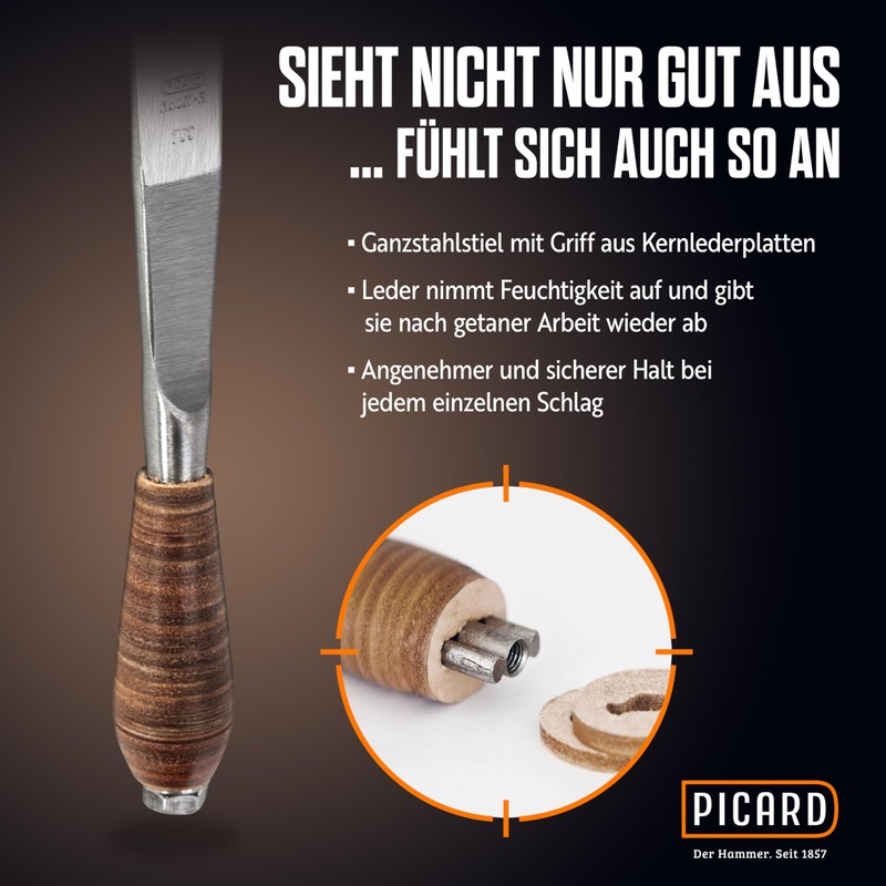 Picard 0020700-600 Tilers Hammer XM 600g, Brown/Silver