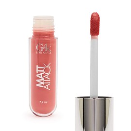 Labial líquido, Lip Gloss Mattatack Mate, G&K, GKLM02, Acabado mate y metálico, Larga duración, Secado rápido, No reseca, Alta pigmentación, Color Locura