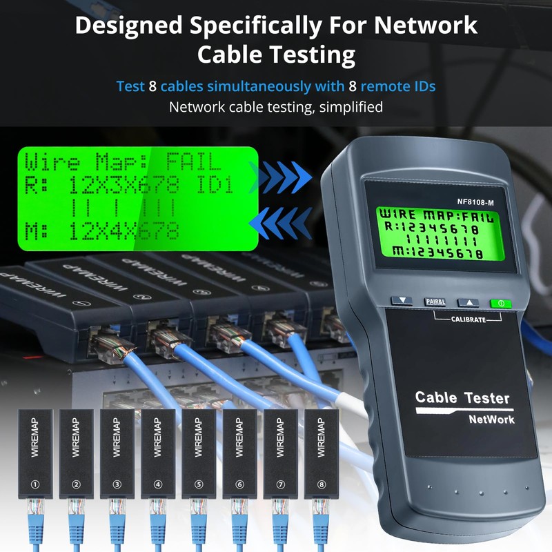 KOLSOL RJ45 Network Cable Tester Kit with 8 Remote Units,