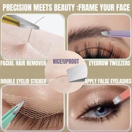 [4+1 Pieces] Tweezer set with pink travel case,Professional Facial Hair Tweezer,Daily Grooming & Plucking Tools for Men & Women,Multi-purpose as Eyebrows Facial Hair Ingrown Hair Removal,Fine Gifts