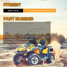 PANGOLIN TRX420 Cylinder Piston Gasket Top End Rebuild Kit 12100-HP7-A00 12100-HP5-600 for Honda Rancher TRX420 2007-2018 Aftermarket Parts