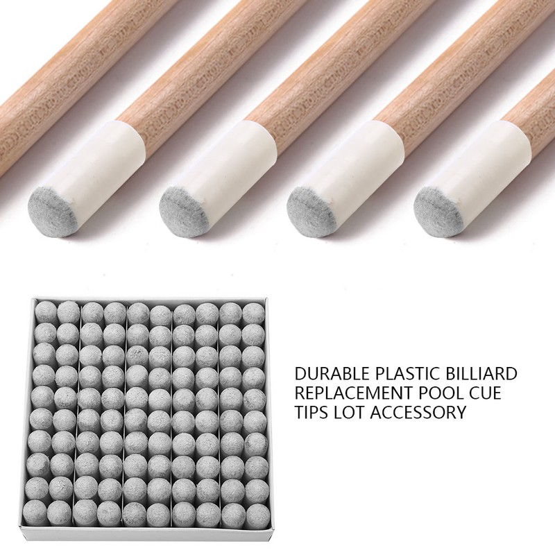 100Pcs Durable Plastic Billiard Replacement Pool Cue Tips Lot Accessory(13MM)