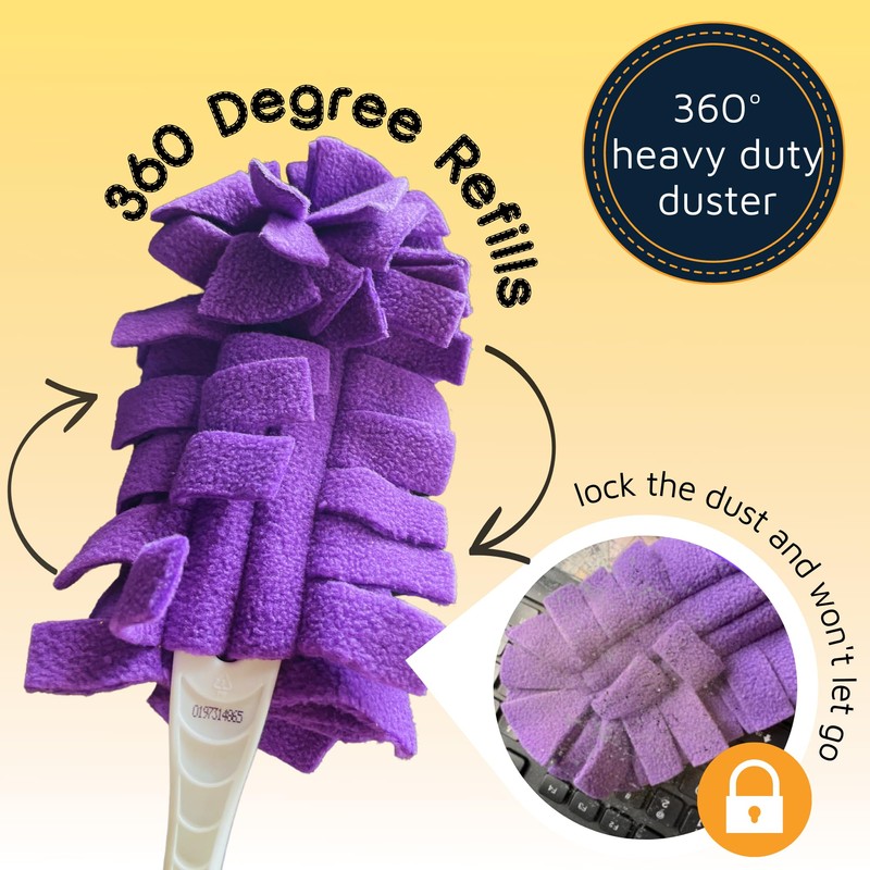 Flammi 360° Fleece Duster Refills for Swiffer, Reusable Duster Refills