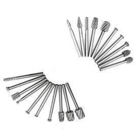 Bestgle 20pcs 3mm(1/8") Shank HSS Rotary Cutting Burrs Router Bits Milling Cutter Set Fit for Rotary Tools for DIY Woodworking, Carving, Engraving, Drilling，20Sizes