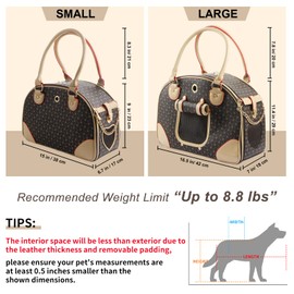 Betop House Fashion Dog Carrier PU Leather Dog Handbag Dog Purse Cat Tote Bag Pet Cat Dog Hiking Bag, Brown, Small 38 * 23 * 17cm