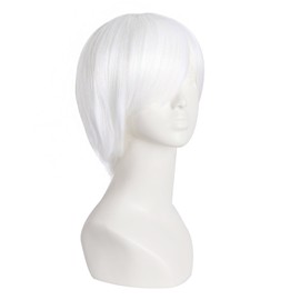 MapofBeauty Cosplay Costume Men's Short Straight Wig (White)