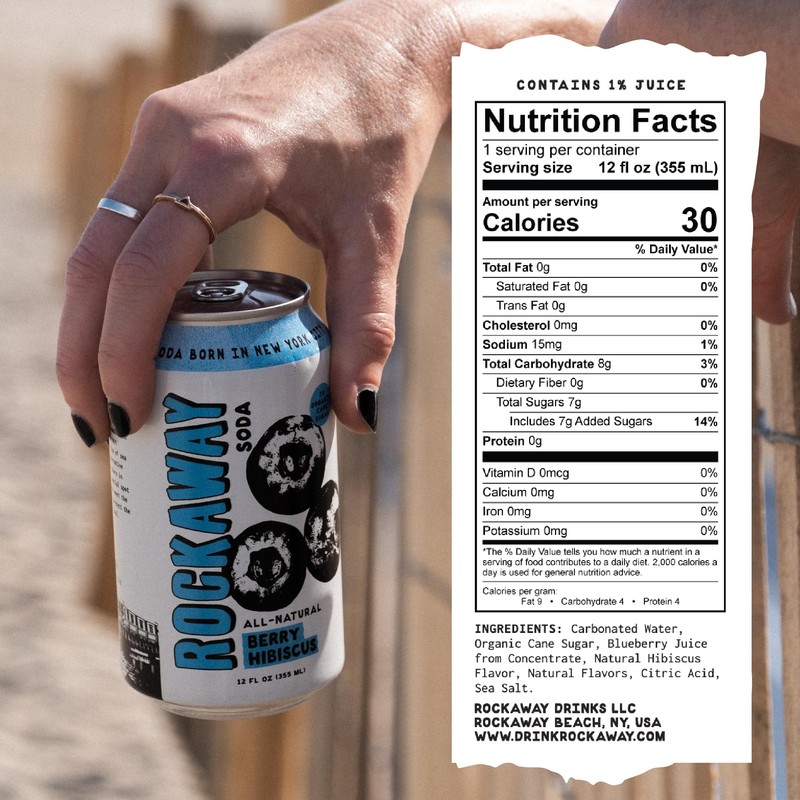 ROCKAWAY Berry Hibiscus Soda Drinks - Low calorie drinks made