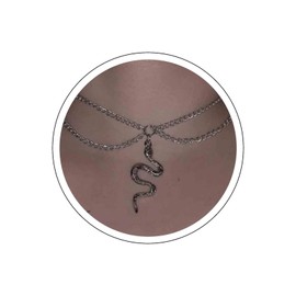 Yheakne Punk Snake Pendant Necklace Choker Silver Layered Serpent Necklace Chain Gothic Snake Necklace Retro Snake Collar Necklace Jewelry for Women