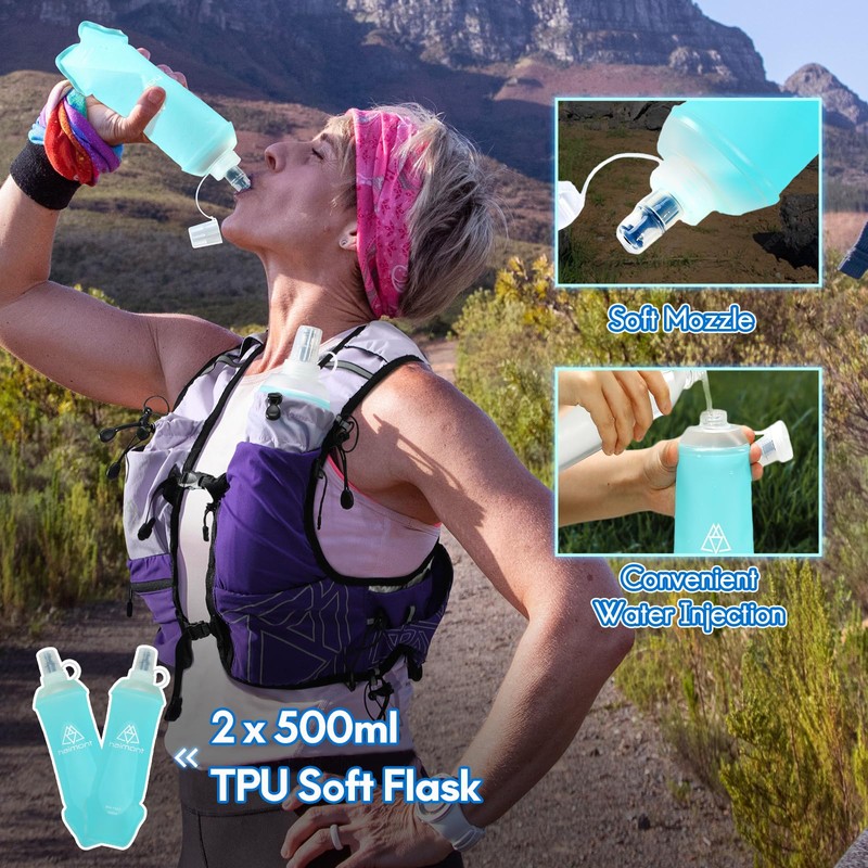 Haimont Men's Running Vest with 2 Water Bottles, 500 ml,