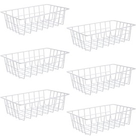 Orgneas Freezer Organizer Bins Metal Wire Storage Baskets for Upright Refrigerator Chest Freezer, Kitchen Pantry Storage and Organization for Fruit Vegetable Soda Cans Toys and Snacks, Set of 6