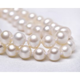 Pearl Choker Necklace for Women, White Freshwater Cultured Pearl Strand Bead with Sterling Silver Clasp, Jewelry Gift on Birthday Anniversary for Ladies Girlfreind, Mothers Day Gift for Mom, 9-10mm