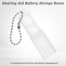XLIUAX Hearing Aid Battery Case, Portable Hearing Aid Button Battery Holders Travel Amplifier Storage Box Pocket Caddy Organizer with Keychain for 312 Batteries, 6pcs