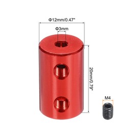 QUARKZMAN Shaft Coupling Connector with Bore of 3 mm - 3 mm Length 20 mm φ 12 mm 6 Pieces Shaft Couplings M4 Aluminium Alloy Rigid Coupling for Car Engine Accessories 3D Printer DIY Robot Red