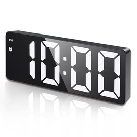 Digital LED Alarm Clock, Table Clock, Temperature and Calendar Display, Adjustable Brightness, Dimmable, Large Screen, Alarm, Voice Control, Snooze Function, Waterproof, Loud Volume, USB Charging
