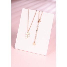 Happiness Boutique Women's Necklace with Leaf Pendant in Rose Gold, Delicate Necklace with Pendant, Stainless Steel Jewellery, Stainless Steel Rose gold plated Stainless steel