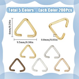 SOFPLATE 1 Box 1000Pcs Triangle Open Ring 10mm Iron Pinch Clip Bails Hang Drops Silver Metal Pinch Bail Connectors Jump Split Rings for jewellery Findings Earrings Bracelet Necklace Keychain DIY Craft