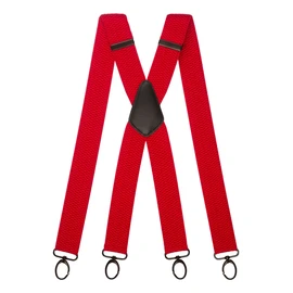 Olata Wide and Robust X-shaped Braces with Carabiner Hook - 4 cm Wide, Adjustable, Unisex, Ideal for Work and Everyday Use, Red (Black Clips), Unit size