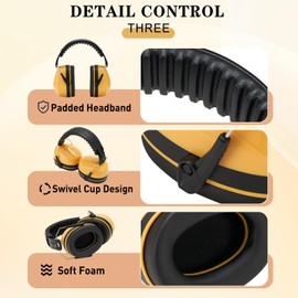 SULWZM Hearing Protection Ear Muffs,NRR 28db Noise Cancelling for Shooting, Mowing, Construction,Yellow