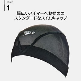 Speedo SD99C60 Swim Cap, Mesh Cap for Swimming, Unisex, Navy Blue, M Size