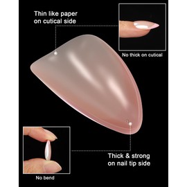 SUPNAIL 16 Sizes French Tip Press on Nails Chrome Short Almond Reusable 32pcs Glossy Gel Fake Nails with Glue and Jelly Stickers (Pink on Pink French Tip)