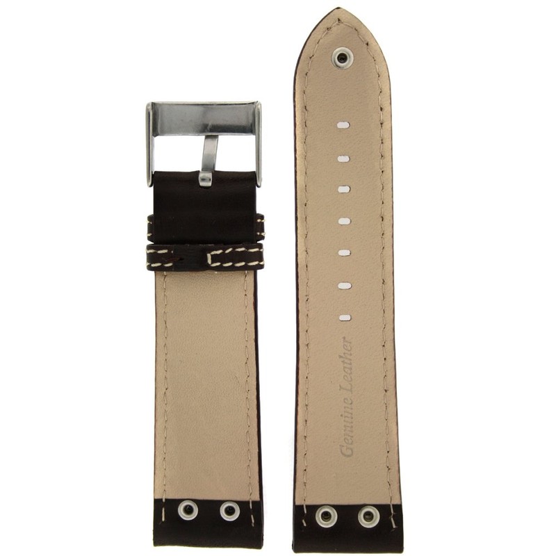 Tech Swiss Pilot Watch Band with Rivets Brown 20mm
