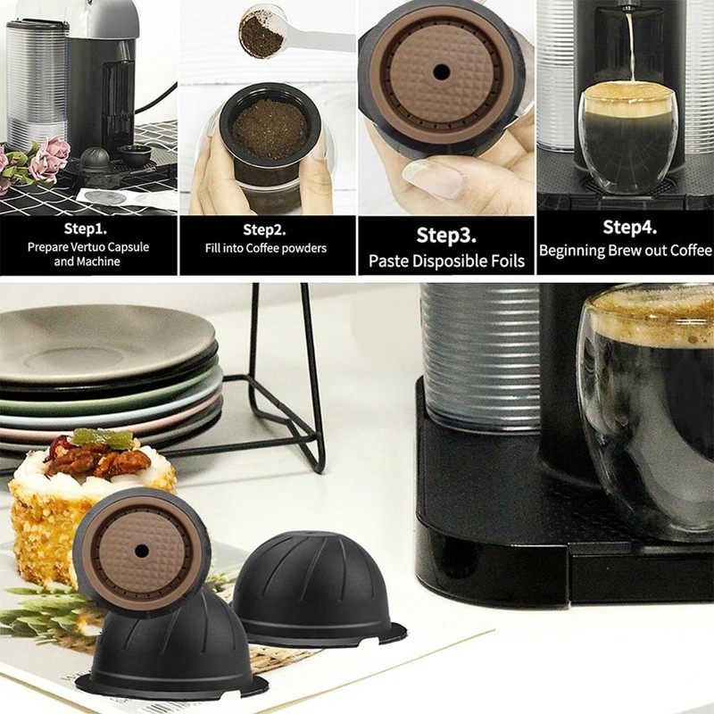5Pcs Reusable Capsules Pods Refillable Coffee Capsules VrtuoLine for Nespr*sso