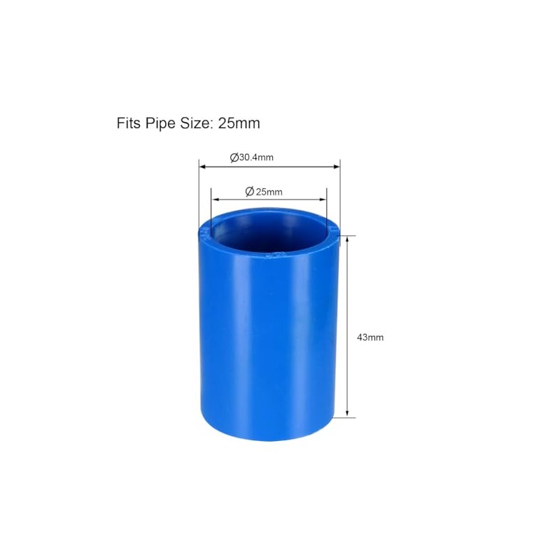 uxcell 25mm Straight PVC Pipe Fitting Coupling Adapter Connector Blue