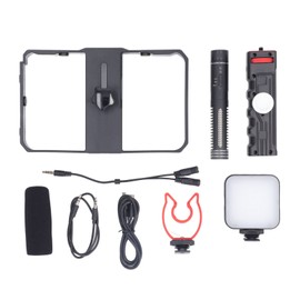 Phone Video Rig Kit with Handle Phone Stabilizer Cage Fill Light Microphone with Mic Foam Handheld Filmmaking Equipment for Vlog