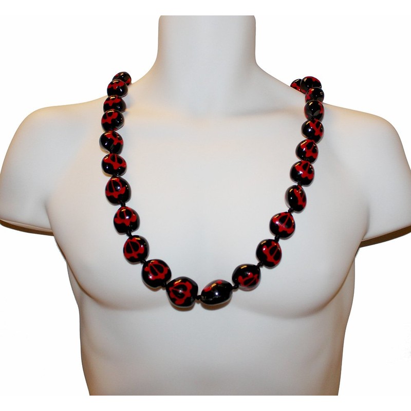 Hawaiian Kukui Nuts Leis With Sea Turtle 30" Long (Red)