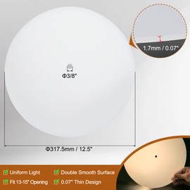 PATIKIL Lampshade Diffuser, 12.5" Diameter with 3/8" Center Hole Round Diffuser 1.7mm Thick for Drum Lampshades Pendants Light Fits 13-15" Openings, Translucent White