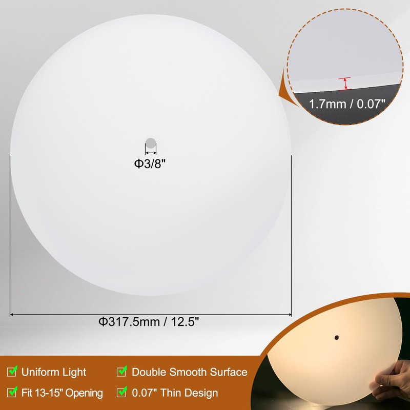 PATIKIL Lampshade Diffuser, 12.5" Diameter with 3/8" Center Hole Round