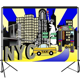 New York City Times Square Party Backdrop Large Banner Decoration Dessert Table Photography Background Photobooth Prop 7x5 feet