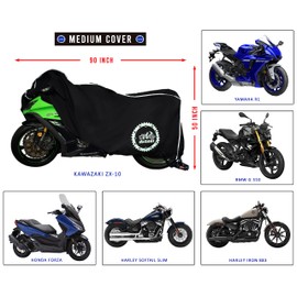 Nuzari Heavy Duty Motorcycle Cover - Waterproof Outdoor Bike Storage - Dirt Bike Covers (Black, Medium)