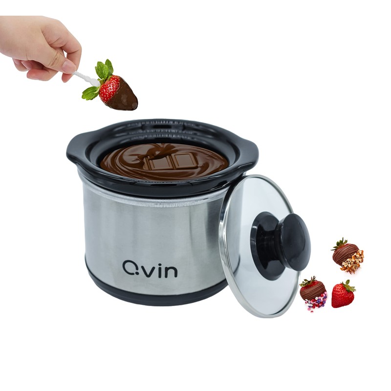 0.65-qt mini Round Slow Cooker, Fondue Melting Pot Warmer with