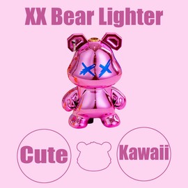 DONGYG Cute Lighter Windproof Refillable with Adjustable Flame,Unique Keychain Design,for Women and College Students Perfect for Birthdays Gift Lighters（No Butane Fuel） (#1)