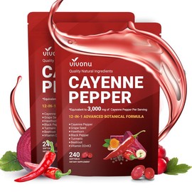 Cayenne Pepper Softgels Supplement, Beetroot and Others (240 Softge /1 Bag)，Supports Leg Vein, Heart and Blood Vessel Health, with Vitamin E D3+K2 and Extracts of Grape Seed, Hawthorn,:_Pack of 2