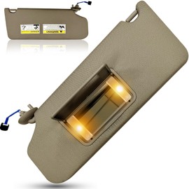 Left Driver Side Sun Visor for Honda Pilot 2009 2010 2011 2012 2013 2014 2015 Replace 83280-SZA-A01ZC with Vanity Light/with Makeup Mirror (Driver Left Side(Beige))