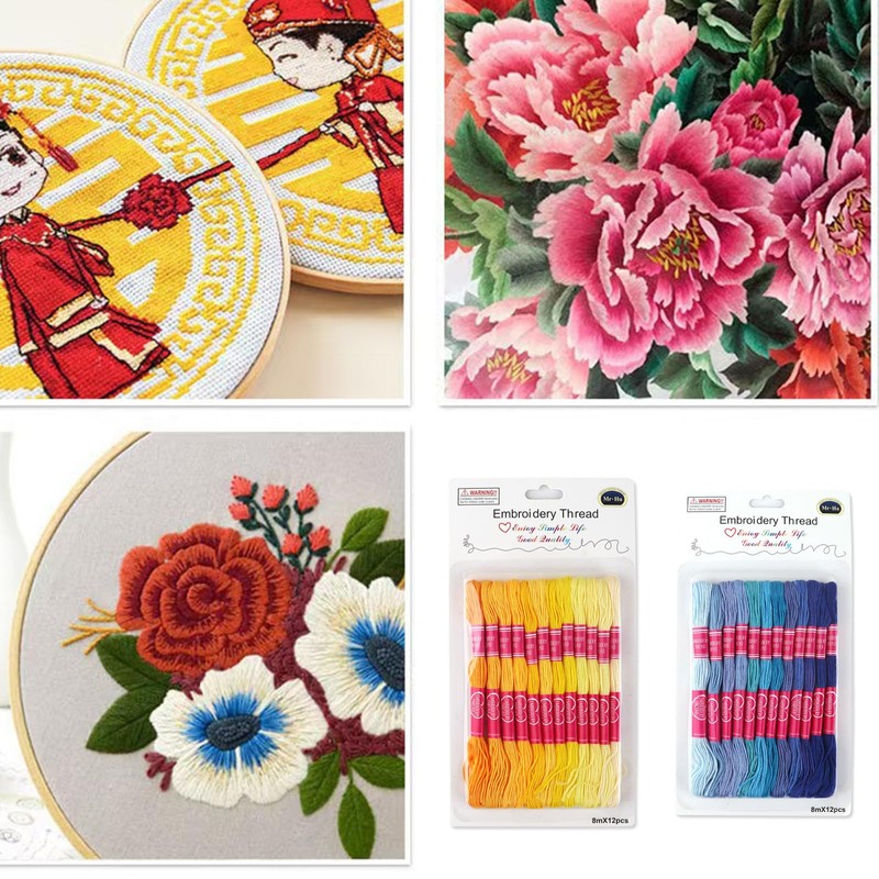 12PCS Embroidery Thread,Cross Stitch Threads,Gradient Sewing Thread,B racelet Thread for