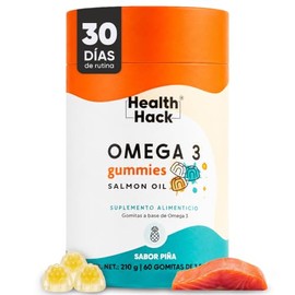 Omega 3 Aceite Puro Salmón 60 Gomitas Sin Azúcar con DHA y EPA Health Hack