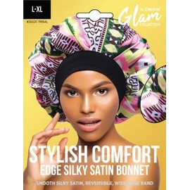 Donna Gorro Dormir Satén Sedoso Borde Elegante Ducha Mujer Grande Negro Rizado Talla Tribal
