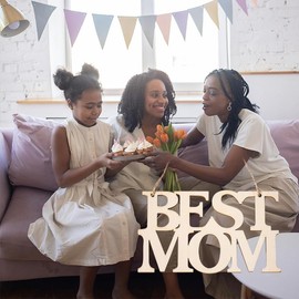 Mothers Day Decorations for Party Home Office Birthday Mothers Day Hanging Ornament for Mom Small Wooden Mom Sign for Home Decor Mother Mom Plaque Best Mom Decorative Signage Mom Tree Decoration 5Pcs