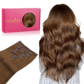 WENNALIFE Clip in Hair Extensions Human Hair 16 Inch 120g 7pcs Light Auburn Brown Hair Extensions Clip in for Women Real Human Hair Double Weft Rallonge Cheveux Humain Extension Real Hair Extensions