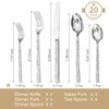 KINGSTONE 20 Pcs Hammered Silverware Set for 4, 18/10 Stainless