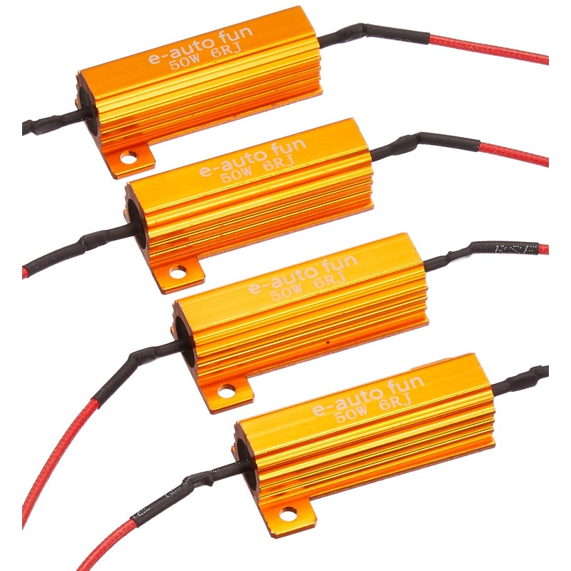 《Z-122-04》◆ 4個セット 抵抗器(12V 50W 6Ω) LED ウィンカー ハイフラ防止 エレクトロタップ8個付き◆
