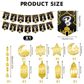 Ramadan Mubarak Decoration, Ramadan, Mubarak Ramadan Banner, Aid Ramadan Garland, Ramadan Lantern, Star, Moon, Eid Mubarak, Muslim Ramadan, Indoor Outdoor Decoration Accessories